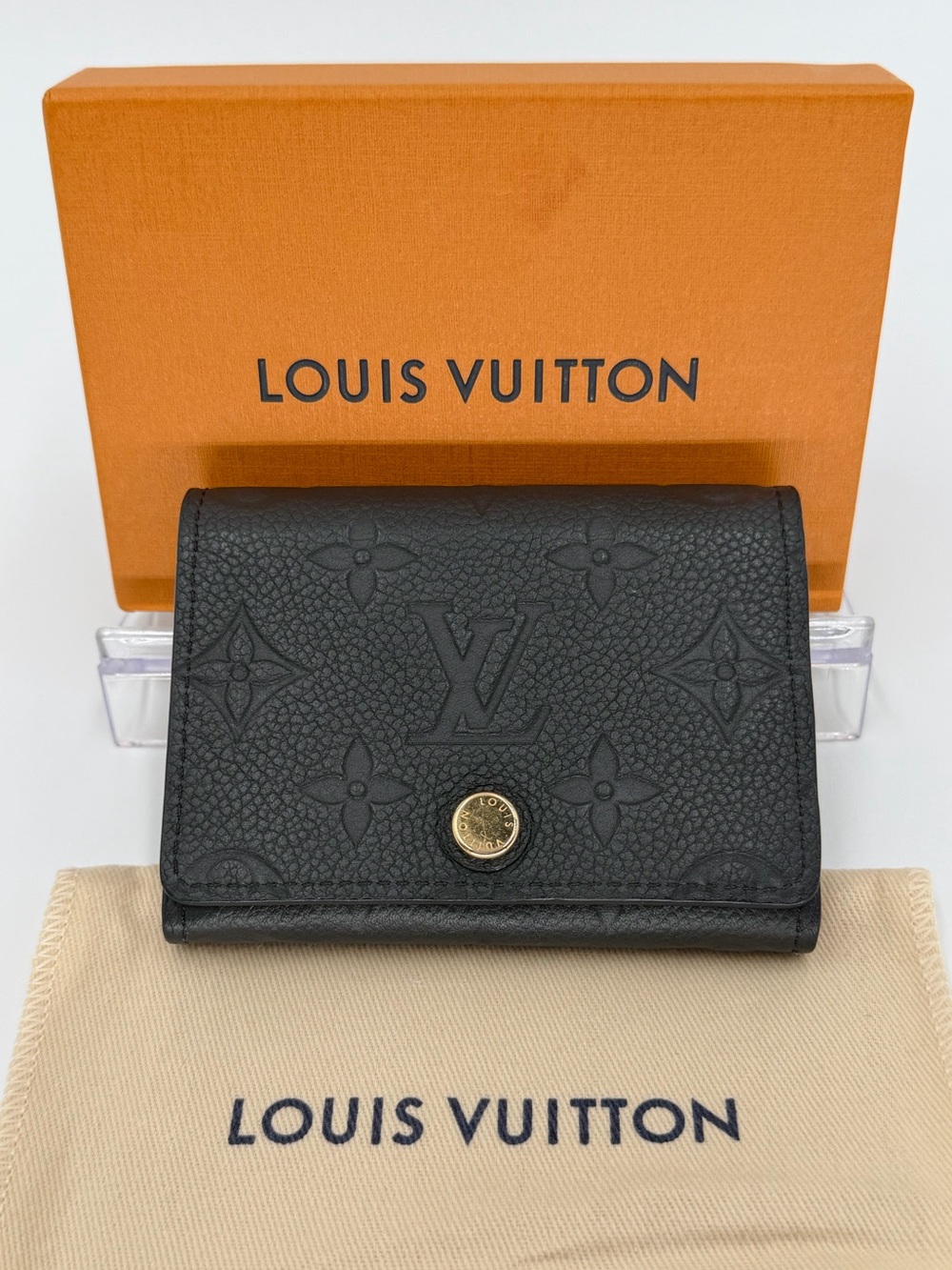 🖤LV Rank A Black Empriente Monogram Envelope Card Holder Full Set w/Entrupy COA🖤